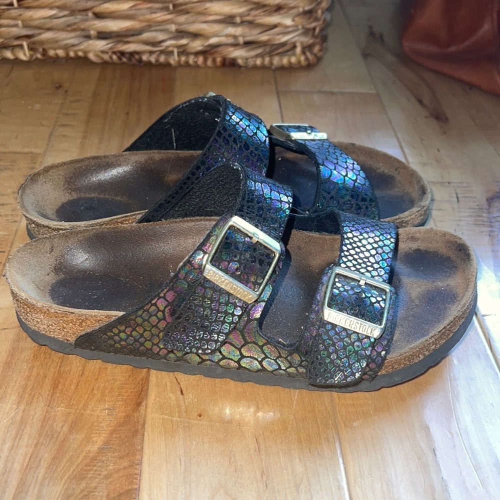 Birkenstocks 36 metallic snakeskin